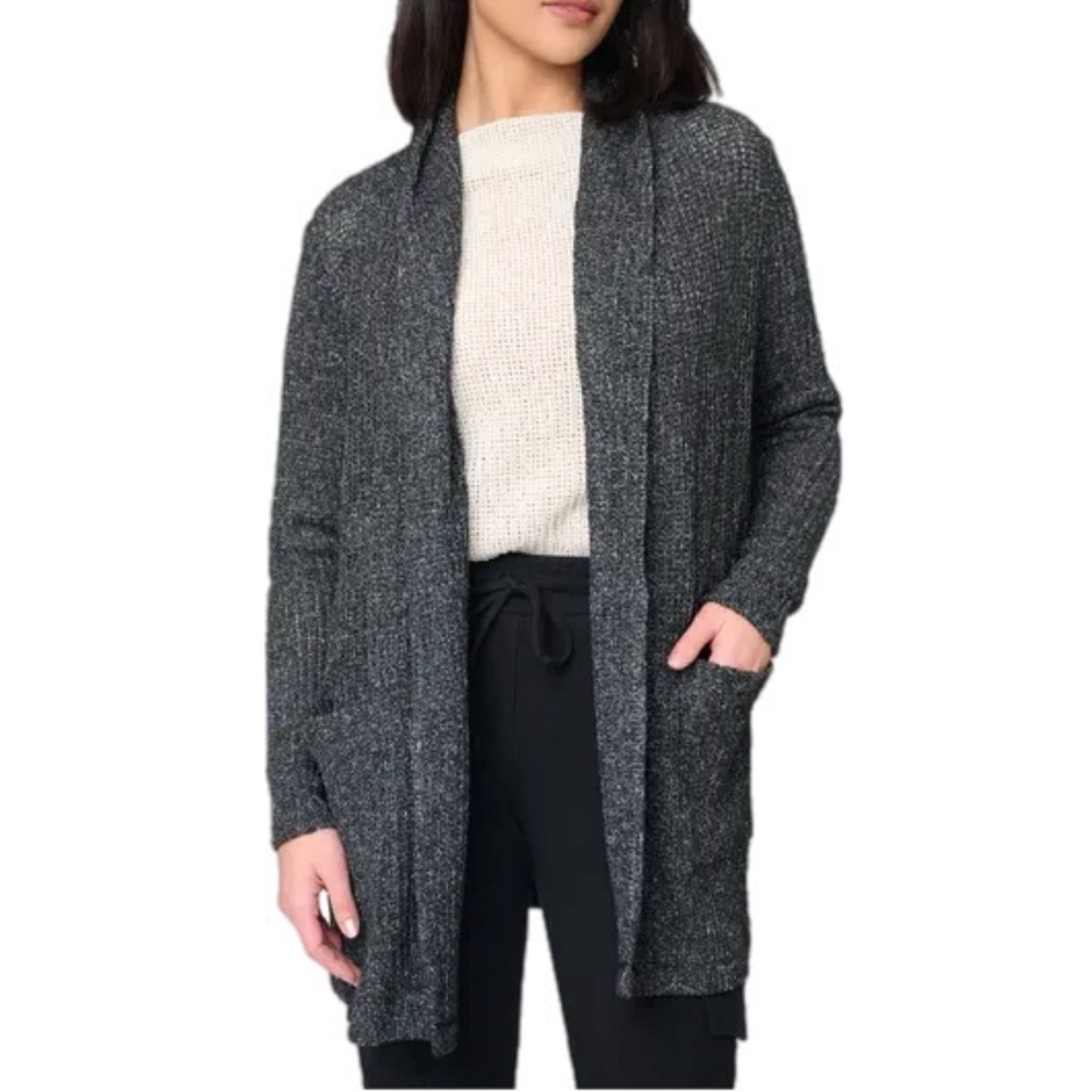 ZARA Dk Heather Gray Open Front Cardigan